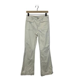 FRAME Denim Off White Front Pocket Brown Stitching Flare Jeans Women’s Size 28
